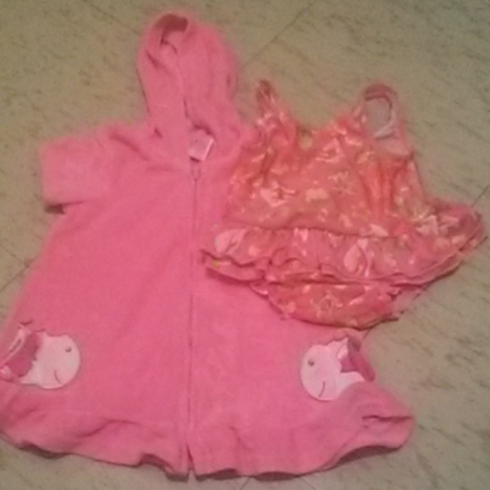Children's place 6/9m swimsuit and coverup